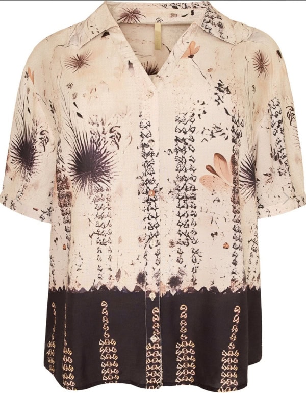 Cassiopeia Chilette bluse sand combi BM: S:125 M:135 L:145 XL:155 LG:75 Vejl. 350,-