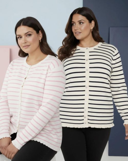 Alternative view of Cassiopeia Musanna strik cardigan Pink/hvid strib BM: S:120 M:125 L:135 XL:145 Lg:75 Vejl. 349,-
