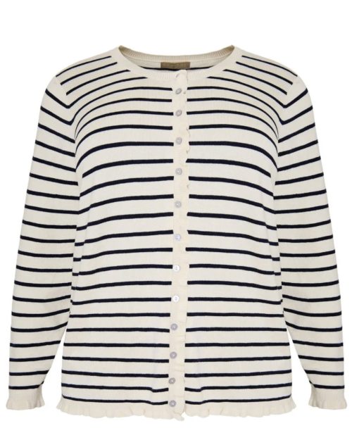 Cassiopeia Musanna strik cardigan navy/cream strib BM: S:120 M:125 L:135 XL:145 Lg:75 Vejl. 349,-