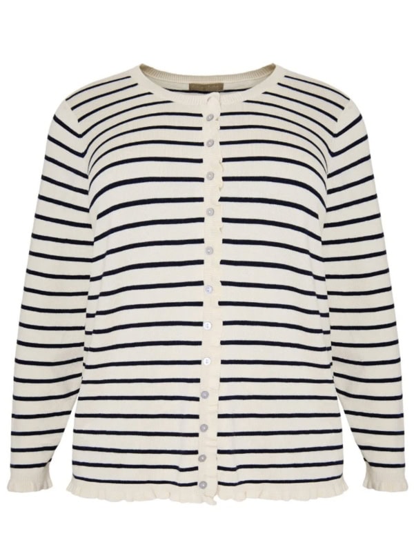 Cassiopeia Musanna strik cardigan navy/cream strib BM: S:120 M:125 L:135 XL:145 Lg:75 Vejl. 349,-