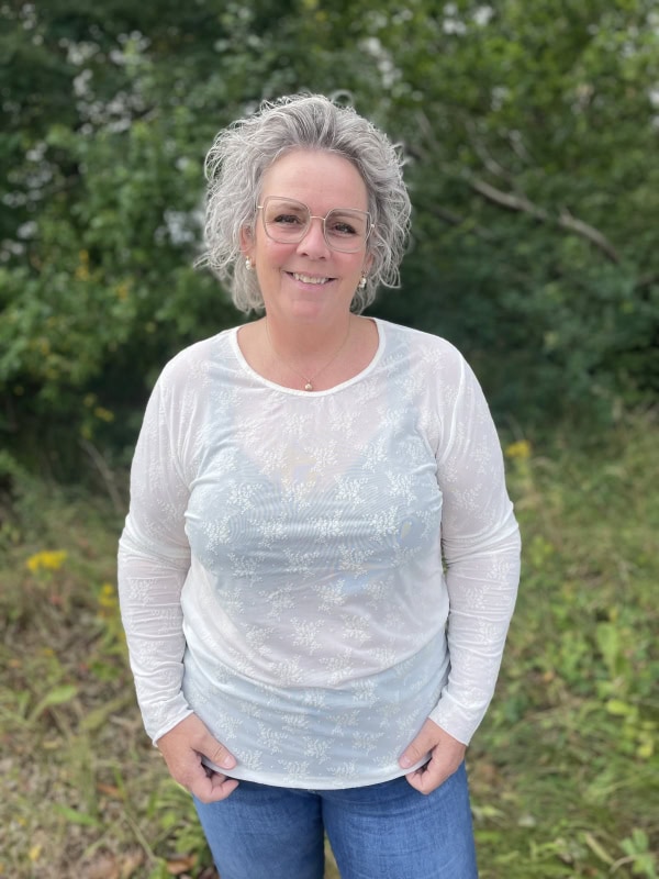 Cassiopeia Gitesse Mesh Bluse M/Velour Blomster Print Off-White Vejl. 300,-