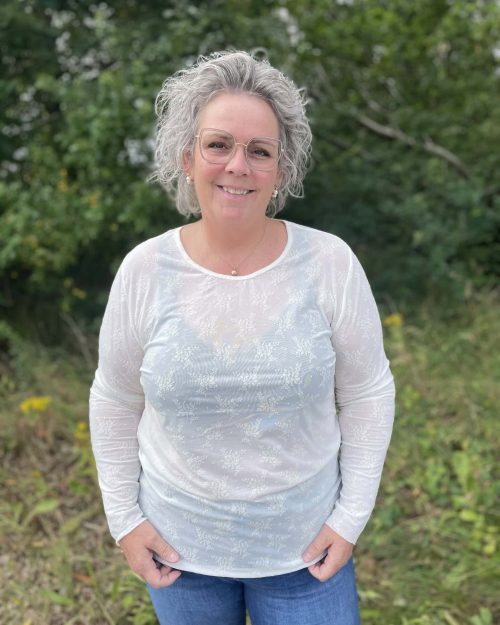 Cassiopeia Gitesse Mesh Bluse M/Velour Blomster Print Off-White Vejl. 300,-