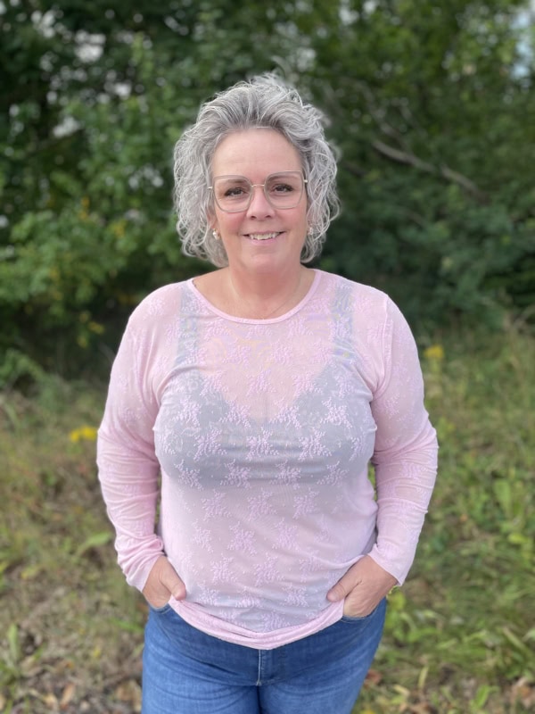 Cassiopeia Gitesse Mesh Bluse M/Velour Blomster Print Faded Pink Vejl. 300,-