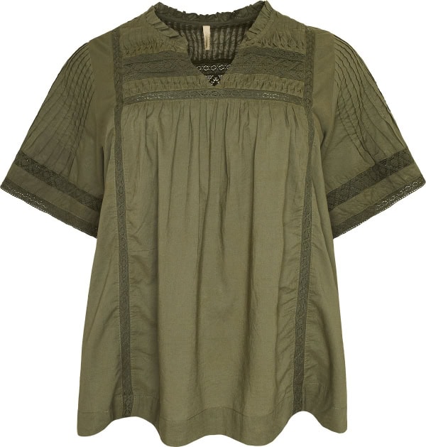 Cassiopeia Livnette Bluse Kortærmet M/Broderi Army BM: S:120 M:130 L:140 XL:150 Lg:75 Vejl. 400,-