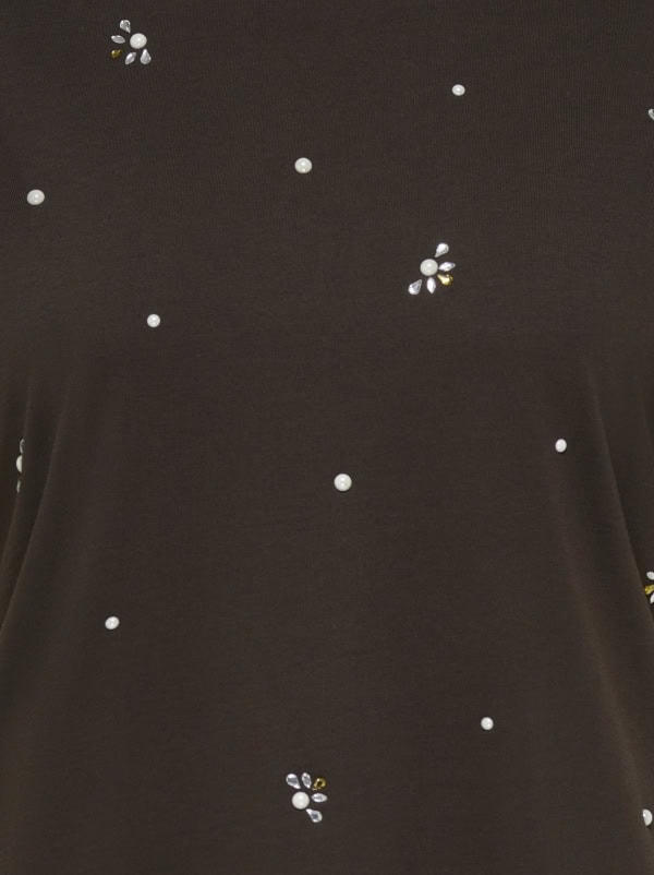 Only Ryder 2/4 T-Shirt Brun M/Perlepynt & Rhinsten BM: S:120 M:125 L:135 XL:145 LG:75 Vejl.199,95 - Billede 3
