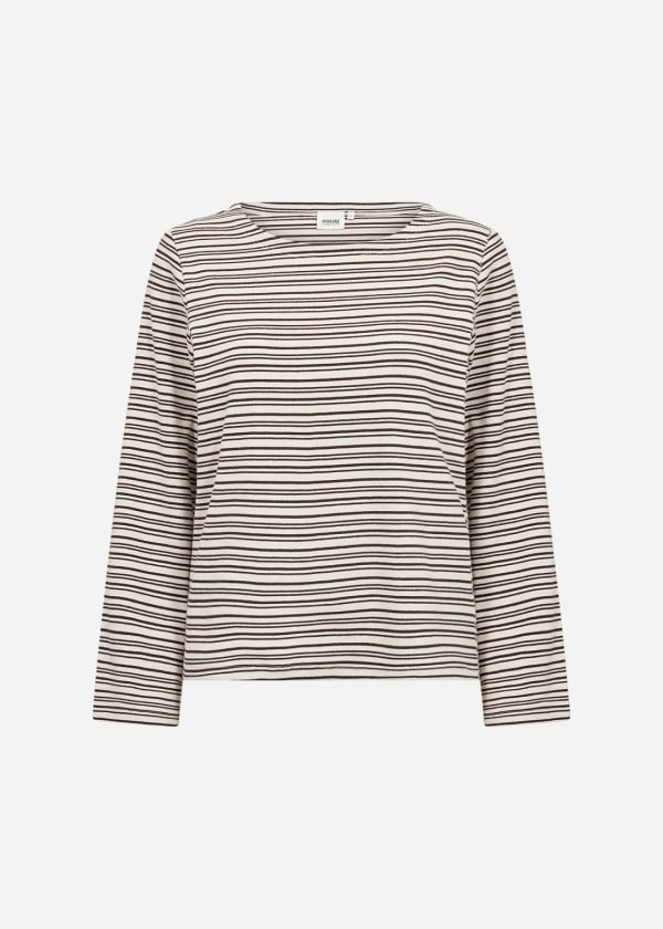 Wasabi Jay 2 Stribet Bluse Råhvid/Mørk Brun BM: 44:120 46/48:125 50/52:135 54/56:145 LG:70 Vejl. 349,95