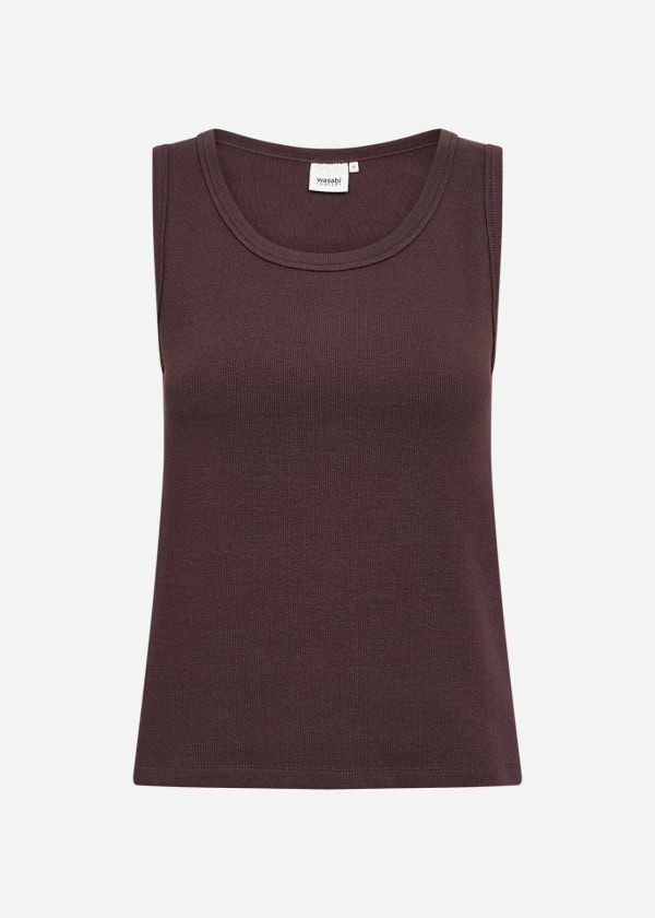 Wasabi Jona 1 Ribbet Top Chocolate Plum-Mørk Brun Vejl. 199,95
