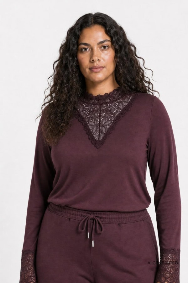 Wasabi Stella 8 Langærmet Bluse M/Blonde Chocolate Plum-Mørk Brun Vejl. 299,95