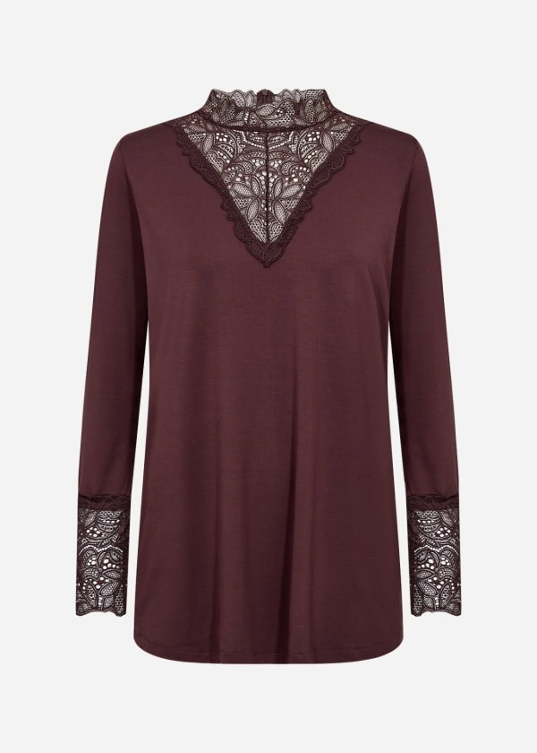 Wasabi Stella 8 Langærmet Bluse M/Blonde Chocolate Plum-Mørk Brun Vejl. 299,95 - Billede 4