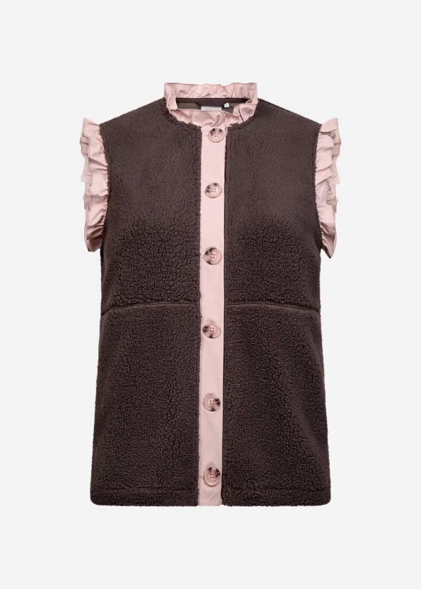 Wasabi Nettie 12 Bamse Vest M/Flæser Brun/Rosa BM: 42:120 44:125 46/48:135 50/52:145 54/56:155 LG:75 Vejl. 299,95