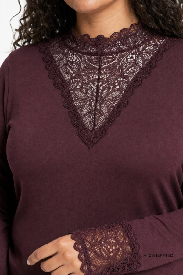 Wasabi Stella 8 Langærmet Bluse M/Blonde Chocolate Plum-Mørk Brun Vejl. 299,95 - Billede 3