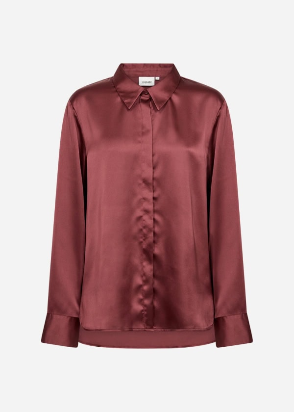 Wasabi Amalia 2 Skjorte Satin-Look Bordeaux BM: 42:125 44:130 46/48:140 50/52:150 54/56:160 LG:80 Vejl. 399,95