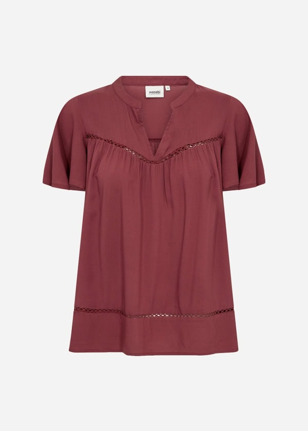 Wasabi Sia 44 Kortærmet Bluse Bordeaux BM: 42:125 44:130 46/48:140 50/52:150 54/56:160 58:170 LG:70 Vejl. 349,95 - Billede 3