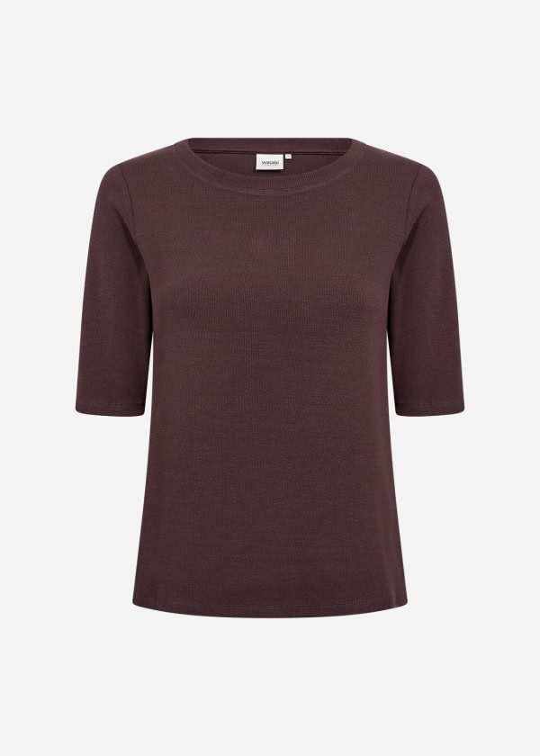 Wasabi Jona 2 Ribbet T-Shirt Chocolate Plum-Mørk Brun Vejl. 249,95