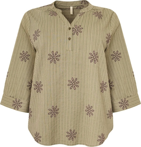 Cassiopeia Elissa Stribet Bluse M/Blomster Army Combi BM: S:125 M:135 L:145 XL:155 LG:70/75 Vejl. 349,-