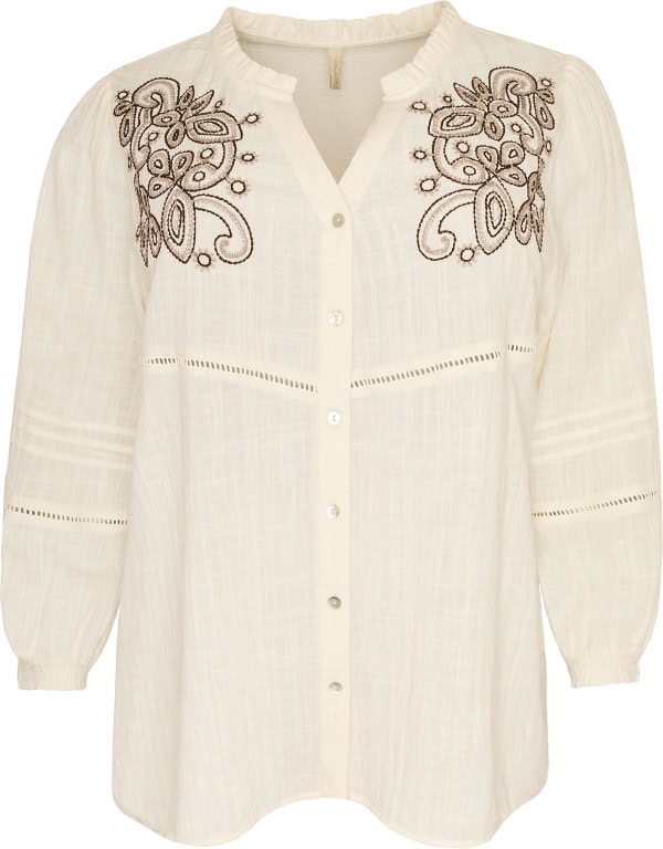 Cassiopeia Hevanna Skjorte M/Broderi Detalje Off-White Combi BM: S:120 M:130 L:140 XL:150 LG: 75 Vejl. 350,-