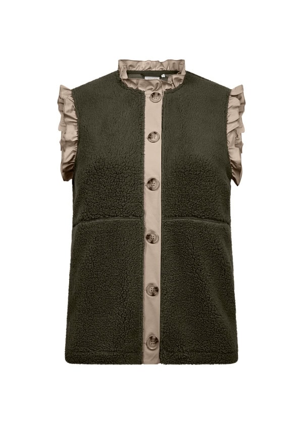 Wasabi Nettie 12 Bamse Vest M/Flæser Mørke Grøn/Sand BM: 42:120 44:125 46/48:135 50/52:145 54/56:155 LG:75 Vejl. 299,95