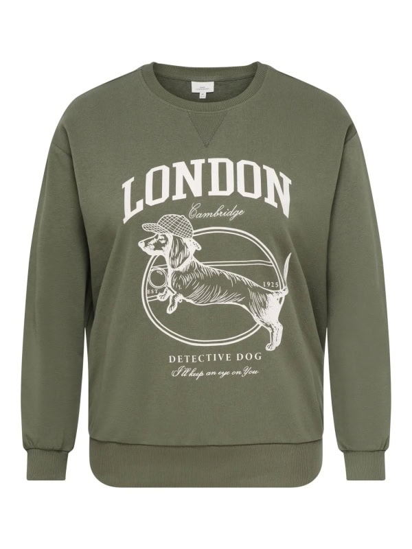 Only Amelia Sweatshirt M/Print LONDON Grøn BM: S:120 M:130 L:140 XL:150 LG:75 Vejl.229,95