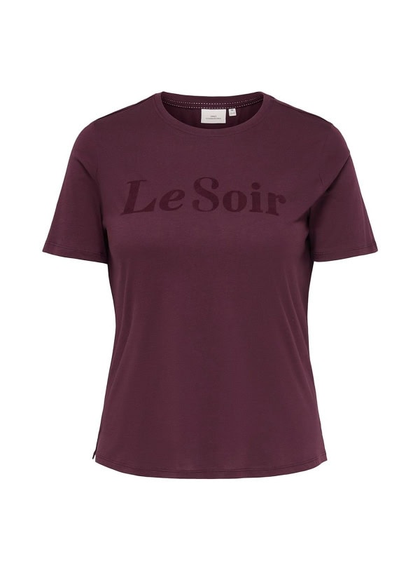 Only Leon T-Shirt Bordeaux M/Tekst: LE SOIR BM: M:125 L:135 XL:145 LG:70 Vejl. 129,95
