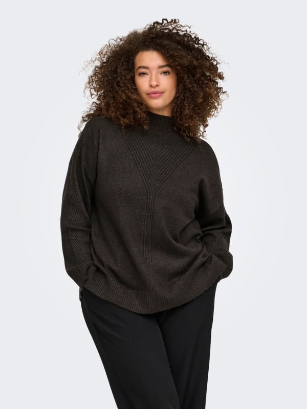 Only Princess Highneck Strik Pullover Mørke Brun Melange BM: S:120 M:130 L:140 XL:150 LG:70 Vejl. 299,95