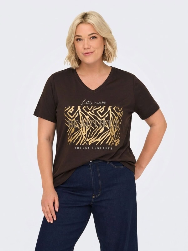 Only Nicky T-Shirt M/Print Coffee Bean-Mørk Brun BM: S:115 M:125 L:135 XL:145 LG:75 Vejl. 159,95
