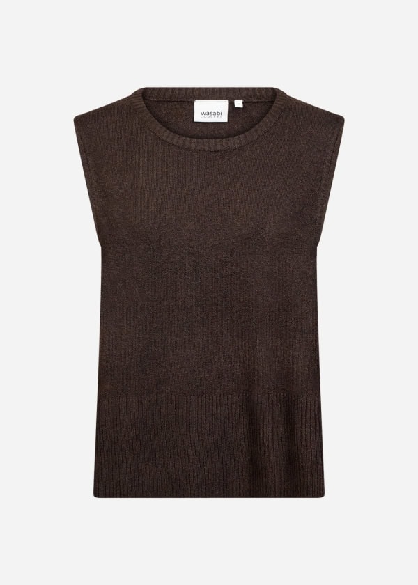 Wasabi Chanin 6 Strik Vest Mørk Brun BM: 44:120 46/48:130 50/52:140 54/56:150 LG:70 Vejl. 349,95