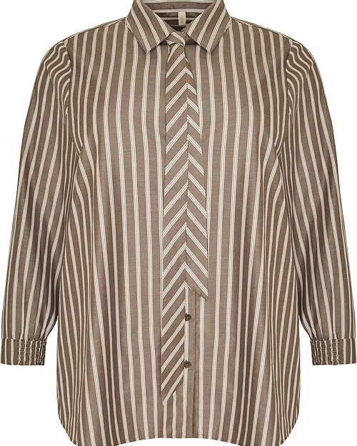 Cassiopeia Amissa Stribet Skjorte M/Slips Brun Combi BM: S:120 M:125 L:135 XL:145 LG:77 Vejl. 350,-