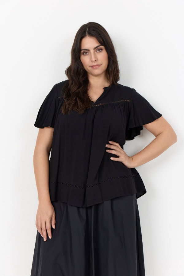 Wasabi Sia 44 Kortærmet Bluse Sort BM: 44:130 46/48:140 50/52:150 54/56:160 58:170 LG:70 Vejl. 349,95 - Billede 3