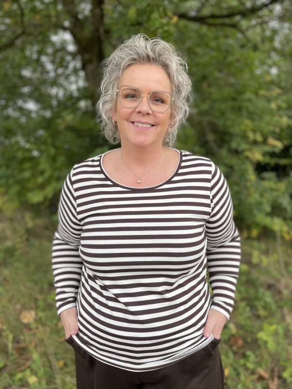 Only Chili Langærmet Stribet Basis Bluse Brun/Råhvid LG:70 Vejl. 159,95