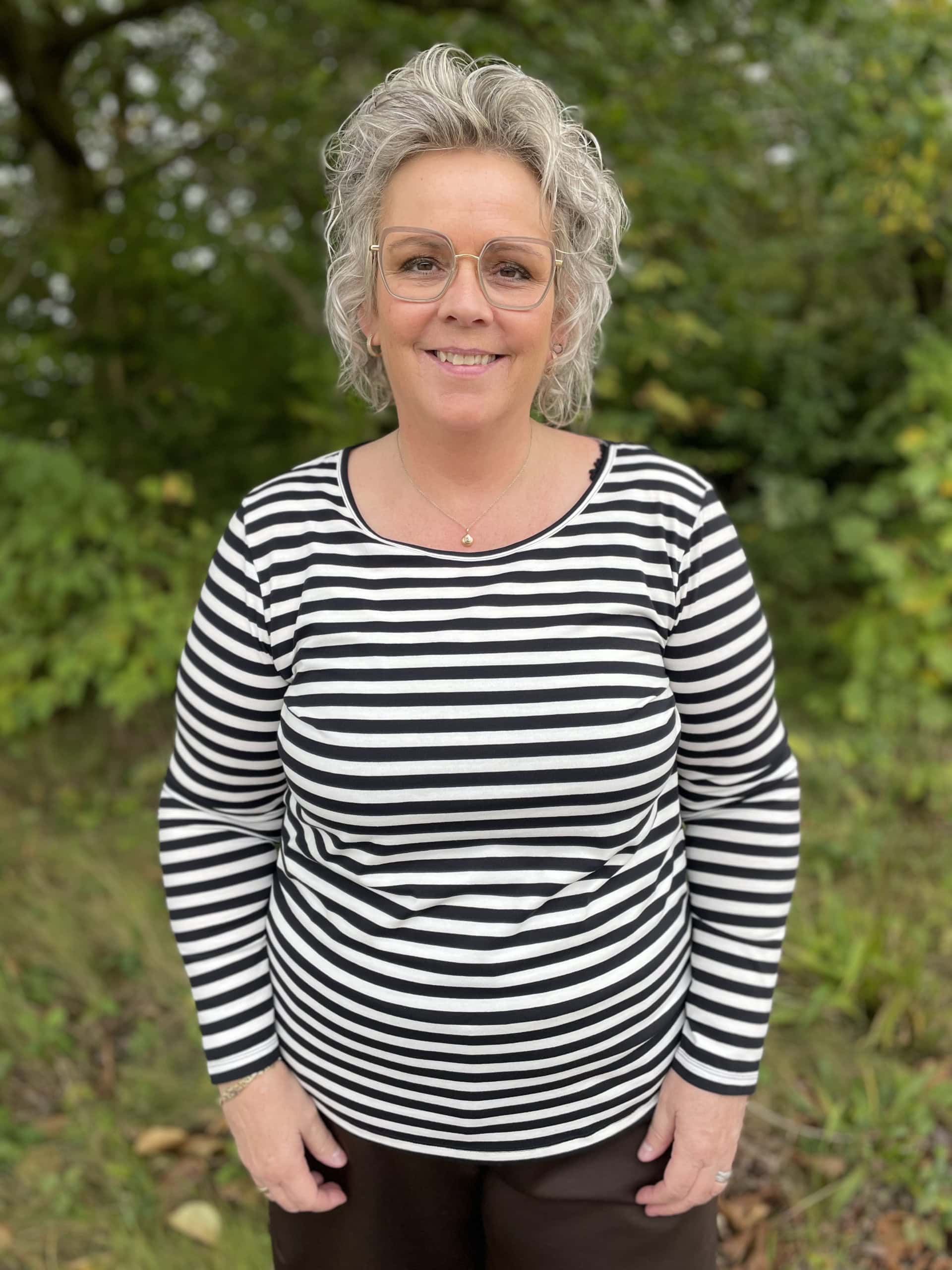 Only Chili Langærmet Stribet Basis Bluse Sort/Råhvid LG:70 Vejl. 159,95