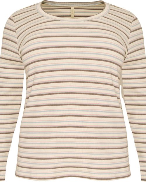 Cassiopeia Sisane Stribet Ribbet Bluse Rosa Combi LG:75 Vejl. 300,-