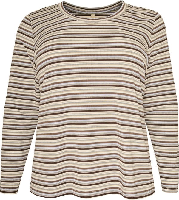 Cassiopeia Sisane Stribet Ribbet Bluse Earth Combi LG:75 Vejl. 300,-