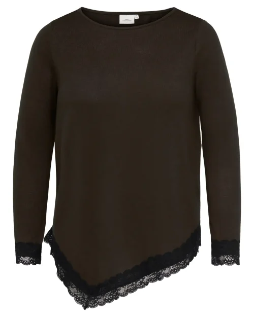 Only Alba Asymmetrisk Tynd Strik Bluse M/Blonde Brun/Sort BM: M:125 L:135 XL:145 LG:70/80 Vejl. 229,95