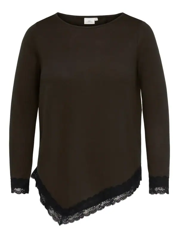 Only Alba Asymmetrisk Tynd Strik Bluse M/Blonde Brun/Sort BM: M:125 L:135 XL:145 LG:70/80 Vejl. 229,95