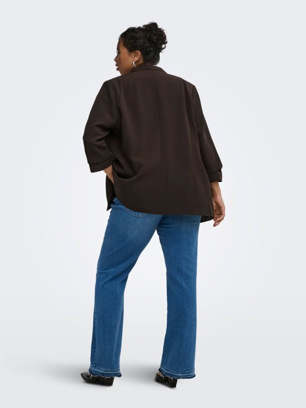 Only Elly 3/4 Åben Blazer Jakke Brun BM: 42:115 44:120 46:125 48:130 50:135 52:140 54:145 LG:80 Vejl. 399,95 - Billede 2