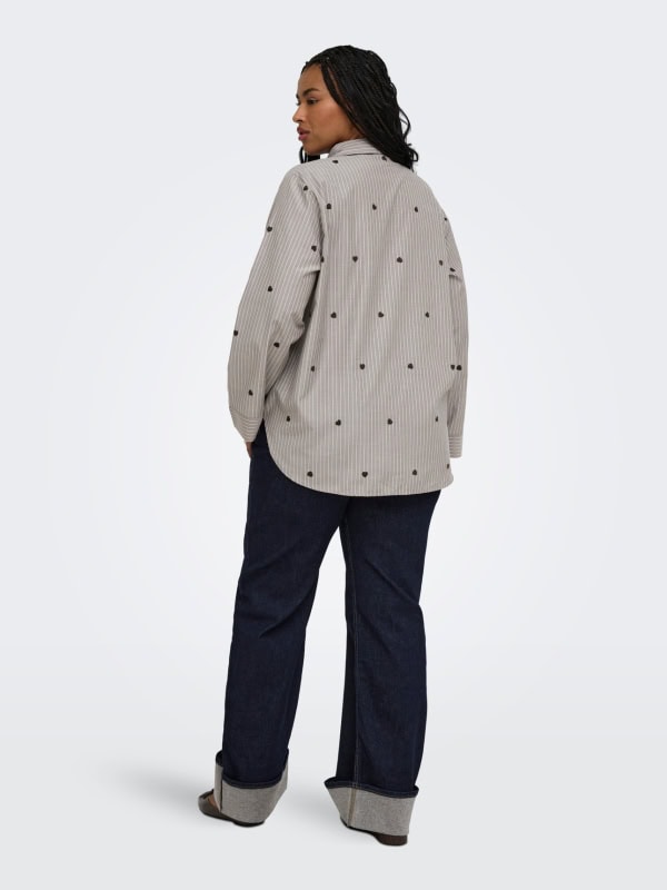 Only New Lina Grace Stribet Skjorte M/Hjerter Brun/Off-White BM: 42:125 44:130 46:135 48:140 50:145 52:150 54:155 LG:75/83 Vejl. 299,95 - Billede 2
