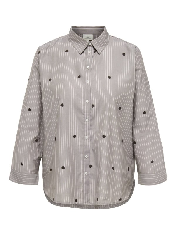 Only New Lina Grace Stribet Skjorte M/Hjerter Brun/Off-White BM: 42:125 44:130 46:135 48:140 50:145 52:150 54:155 LG:75/83 Vejl. 299,95 - Billede 3