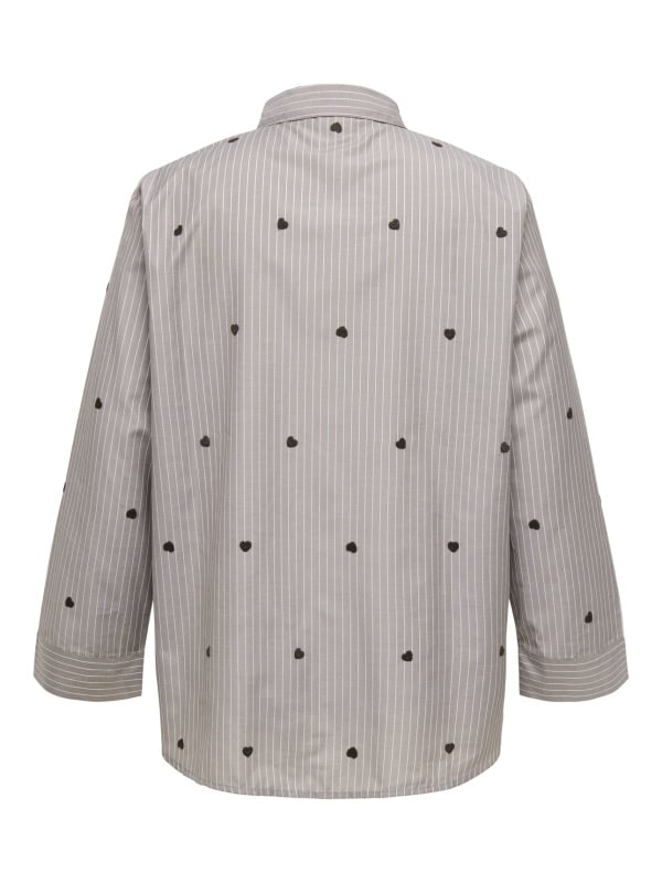 Only New Lina Grace Stribet Skjorte M/Hjerter Brun/Off-White BM: 42:125 44:130 46:135 48:140 50:145 52:150 54:155 LG:75/83 Vejl. 299,95 - Billede 4