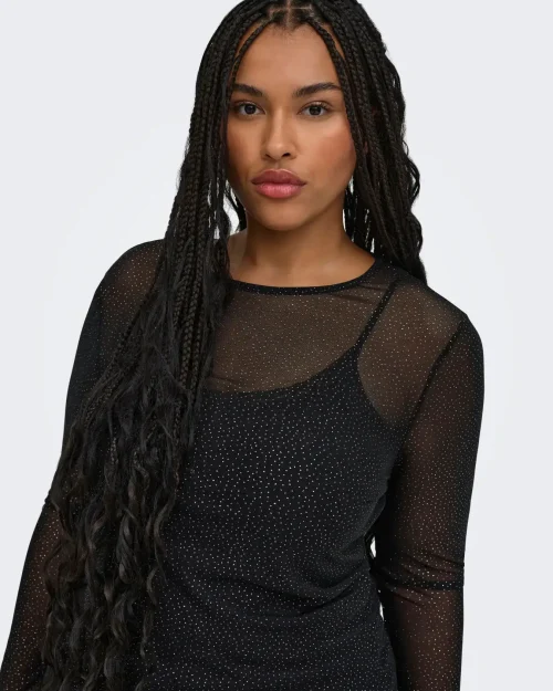 Only Opus Mesh Bluse M/Glimmer Sten Sort Vejl. 199,95 - Billede 5