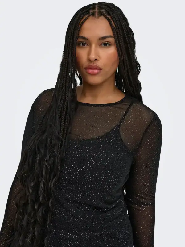 Only Opus Mesh Bluse M/Glimmer Sten Sort Vejl. 199,95 - Billede 5