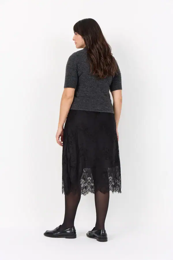 Wasabi Tonja 24 Kortærmet Strik Cardigan M/Uld Grå Melange BM: 42:110 44:115 46/48:120 50/52:130 54/56:140 LG:70 Vejl. 399,95 - Billede 3