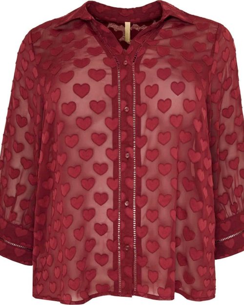 Cassiopeia Mynte Skjorte M/Hjerter Bordeaux BM: S:120 M:125 L:130 XL:135 LG:75 Vejl. 359,-