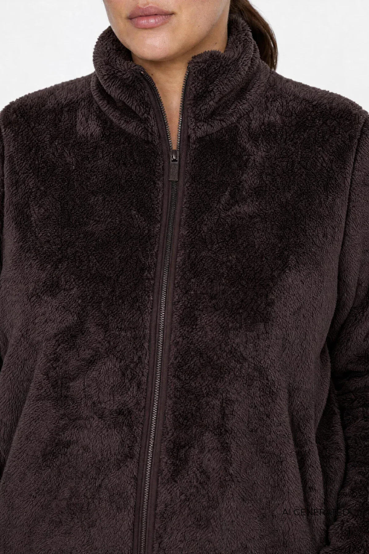 Wasabi Kristie 1 Bamse Jakke Cardigan M/Lynlås Brun BM: 42:115 44:125 46/48:135 50/52:145 54/56:155 LG:80 Vejl. 399,95 - Billede 2
