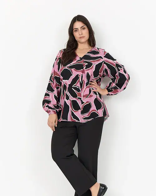 Wasabi Athalia 2 Langærmet Bluse Bladprint Sort/Creme/Bordeaux/Rosa BM: 44:125 46/48:135 50/52:145 54/56:155 58:165 LG:95 Vejl. 349,95 - Billede 2