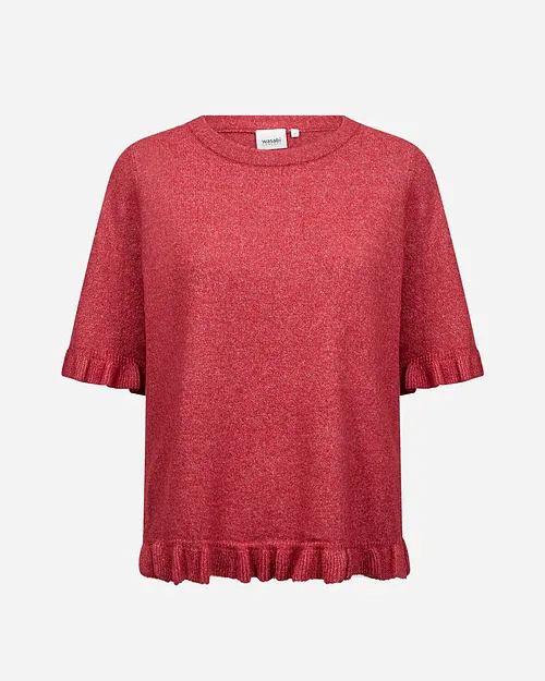 Wasabi Chanin 5 Strik Pullover M/Flæser Rød Melange BM: 42:120 44:125 46/48:130 50/52:135 LG:70 Vejl. 499,95