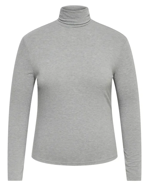 Only Sia Rollneck Bluse Grå M/Silk & Uld Vejl. 179,95