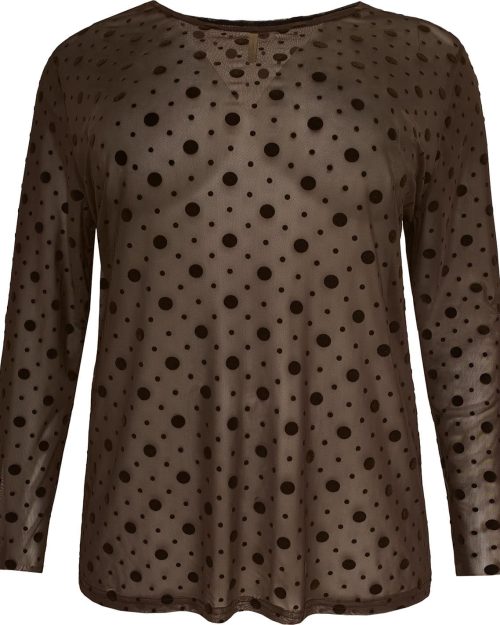Cassiopeia Gitesse Mesh Bluse M/Velour Bomber Print Brun Vejl. 300,-