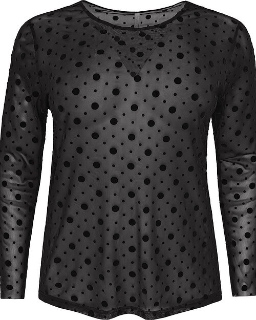 Cassiopeia Gitesse Mesh Bluse M/Velour Bomber Print Sort Vejl. 300,-
