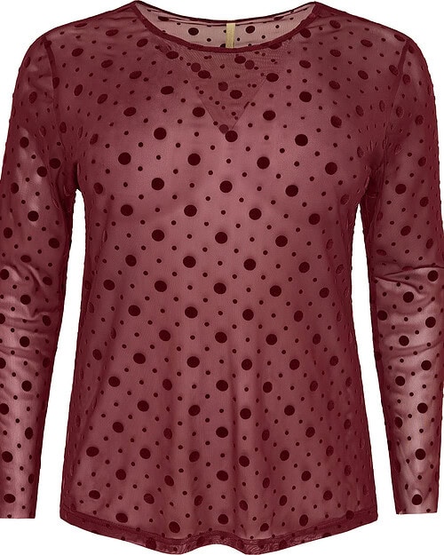 Cassiopeia Gitesse Mesh Bluse M/Velour Bomber Print Bordeaux Vejl. 300,-