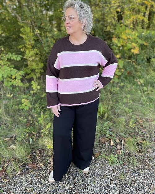 Alternative view of Only Talia Stribet Strik Brun/Lyserød/Creme BM: S:125 M:135 L:145 XL:155 LG:65 Vejl. 329,95
